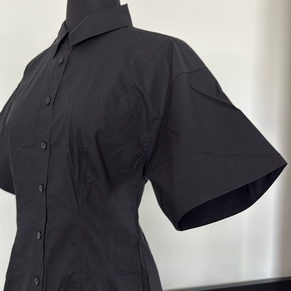 NWOT Frame Denim Black Short Sleeve Shirt Dress Sz XS - Picture 3 of 8
